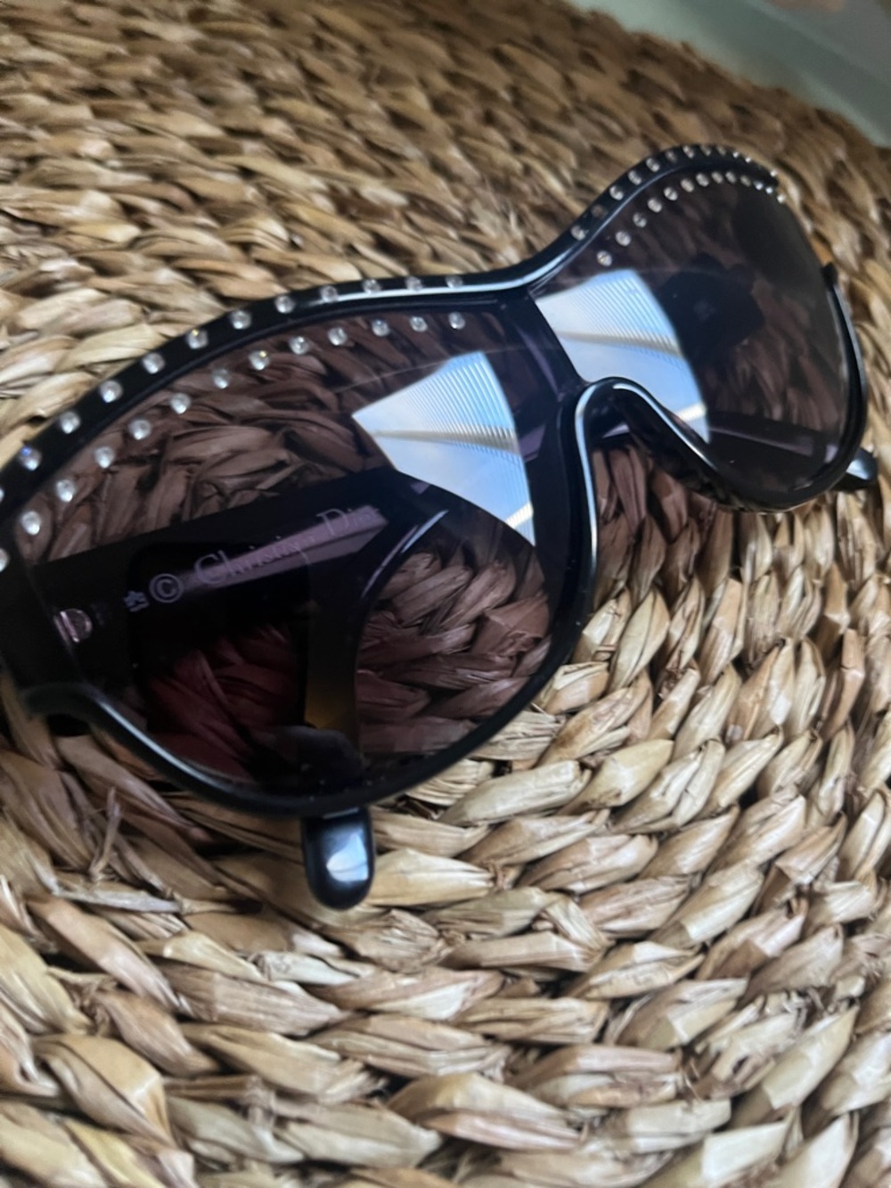 Vintage Cristian Dior 2438 Black Women's Sunglasses with Rhinestone Trim - Picture 4 of 16